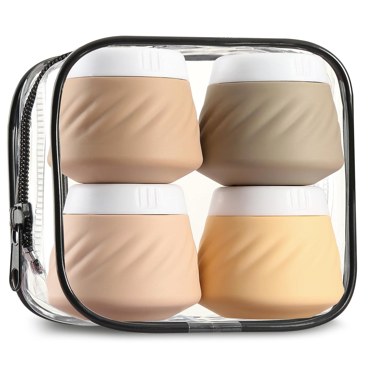 Gemice Travel Containers for Toiletries, Silicone Cream Jars TSA Approved Travel Size Containers with Clear Bag, Leak-proof Travel Accessories with Lid for Cosmetic Face Body Hand Cream
