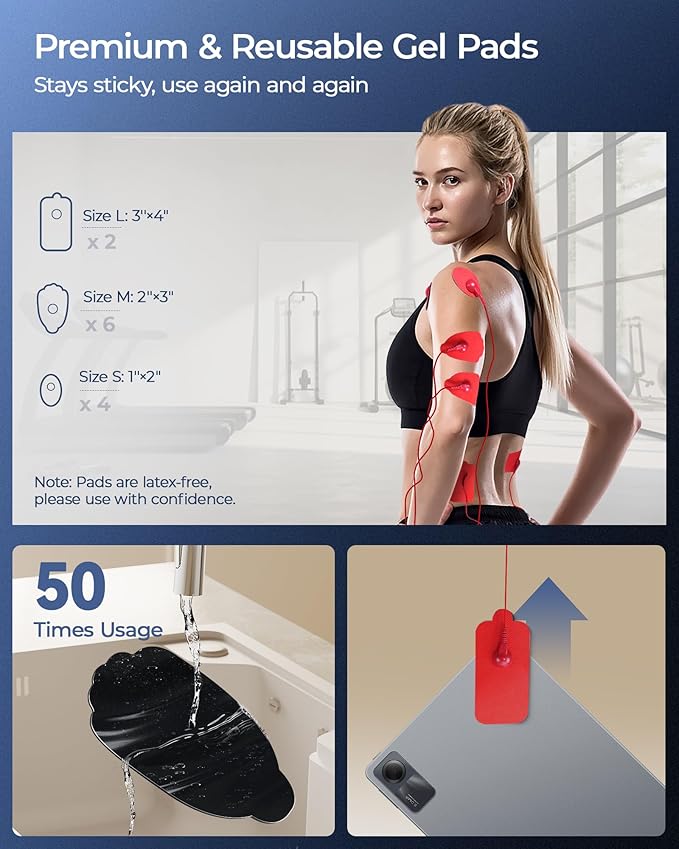 KingPavonini 3-in-1 TENS Unit Muscle Stimulator for Pain Relief Therapy, Dual Channel 36 Modes TENS Machine with 12 Pads, Rechargeable & Portable EMS Muscle Stimulator for Back, Shoulder, Neck