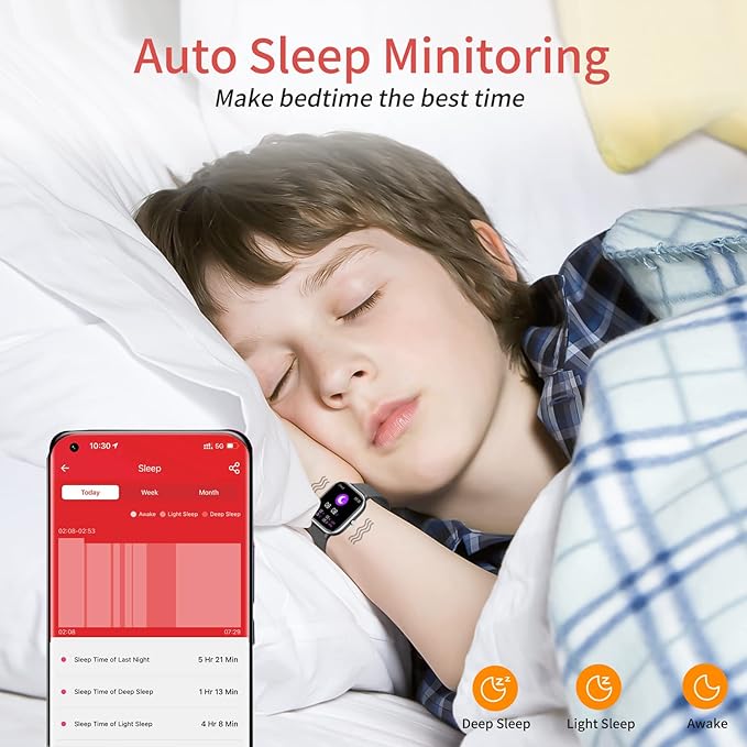 Kids Fitness Tracker Watch, IP68 Waterproof Smart Watch with 19 Sport Modes, Pedometer, Heart Rate Monitor, 19 Sports Modes, Great Gift for Kids