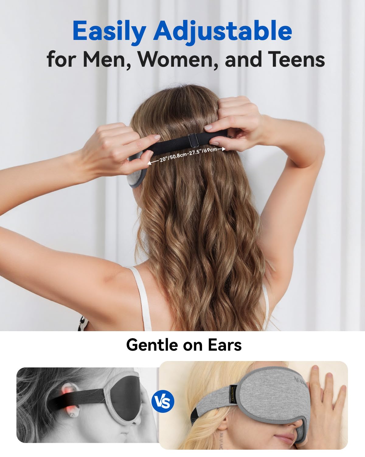 Weighted Eye Mask for Sleeping - Blackout Sleep Mask for Women Men, FACEMOON Lash Extension Eye Covers, Memory Foam, 3D Contoured, Airplane Travel Essentials, Blindfold for Meditation(Gray)