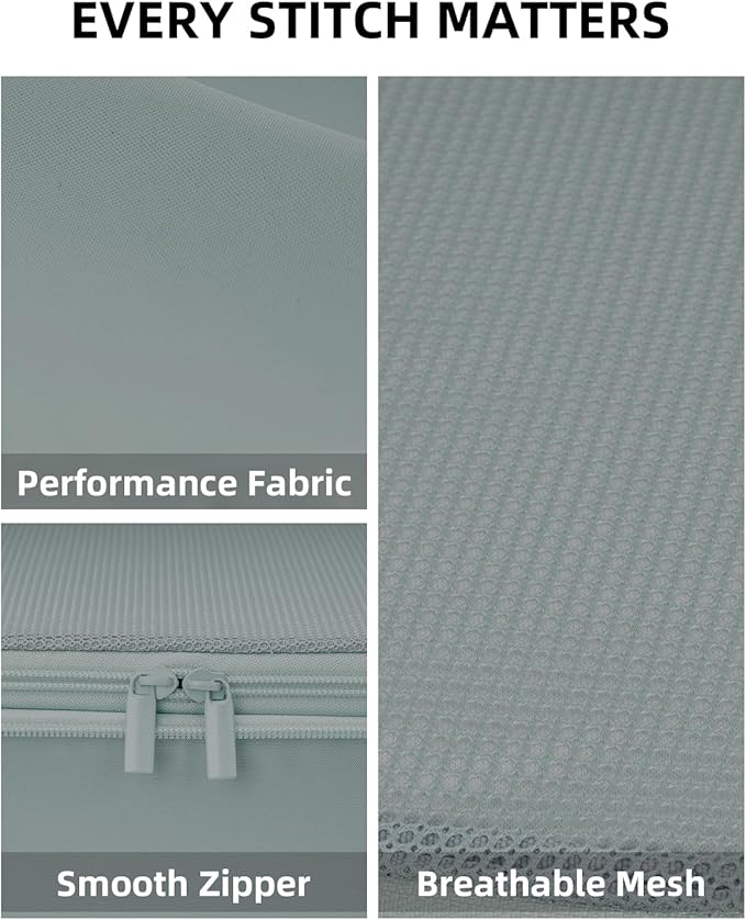 Compression Packing Bags, XL/L/M/S Travel Organizers (6 Set, Steel Blue)