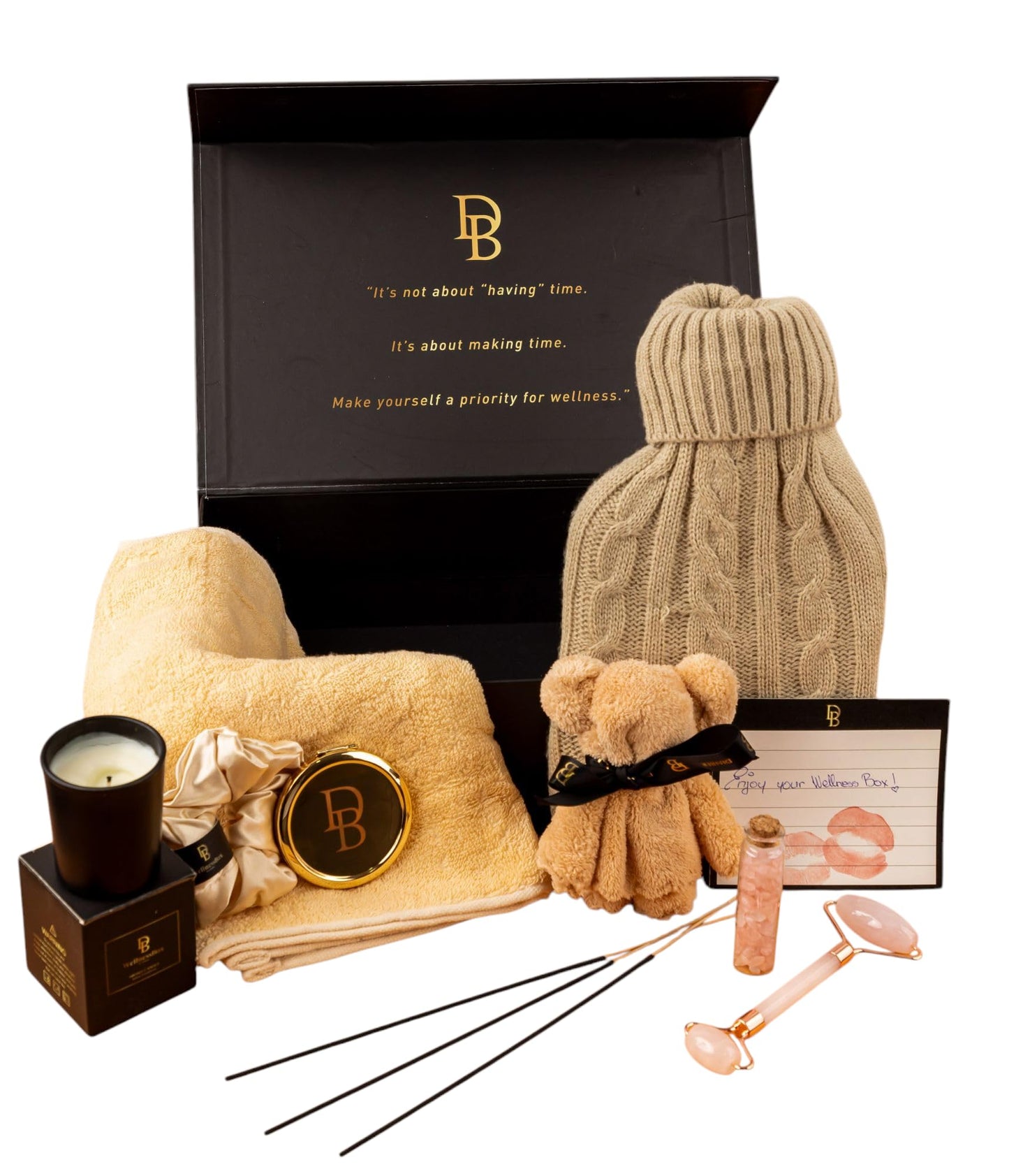 Wellness Box 12pc Self Care Spa Gift Basket for Women - Loving Gift Basket for Mothers Day, Birthday, Best Friend set, Womens Beauty Kit. Luxury Gifts with Scented Candle, Jade Roller, Bath Bomb.