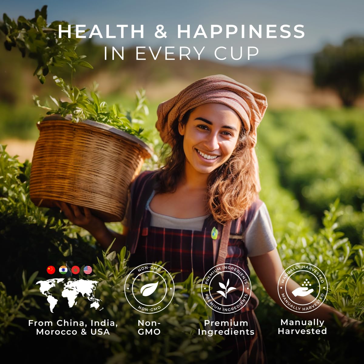 Gya Tea Co Caffeine Free Tea Gift Set Purely Herbal Collection Tea Pod (16 ct) - 7 Flavors Assorted Variety Pack with Hibiscus, Chamomile & Ginger