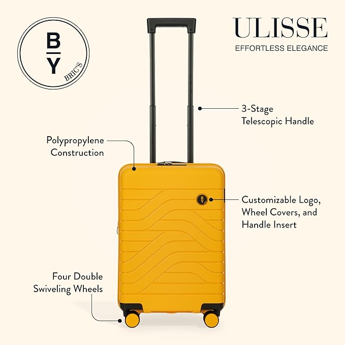 Bric's B|Y Ulisse 21-Inch Spinner - Luxury Carry-On Luggage With Spinner Wheels - Hard Shell Suitcases Made From Durable Polypropylene and Polycarbonate - Mango