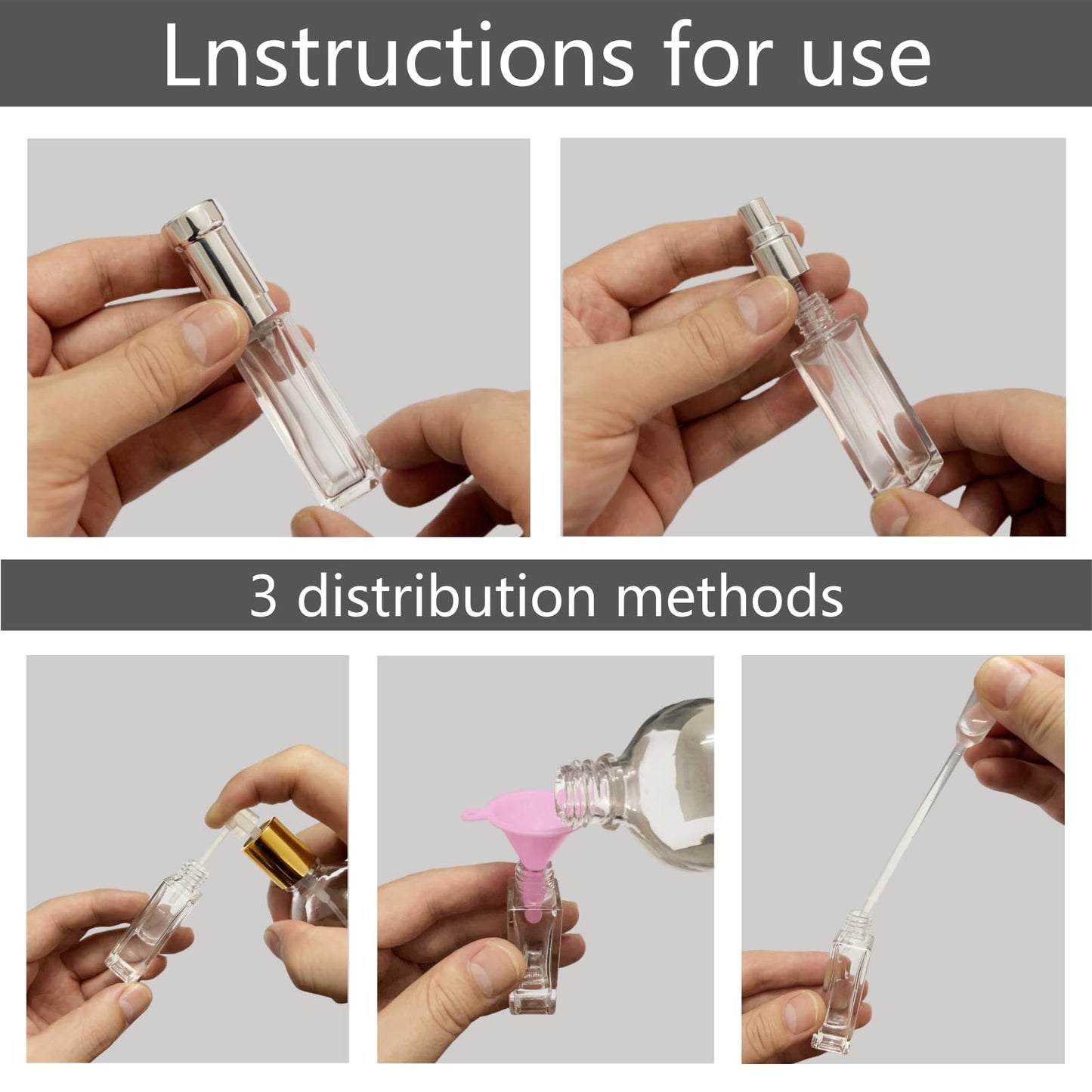 Kanlpeia 6 Pack 10ml Perfume Travel Refillable Bottles Leak Resistant Empty Glass Spray Bottles Mini Cologne Atomizer for Travel Size and Decants