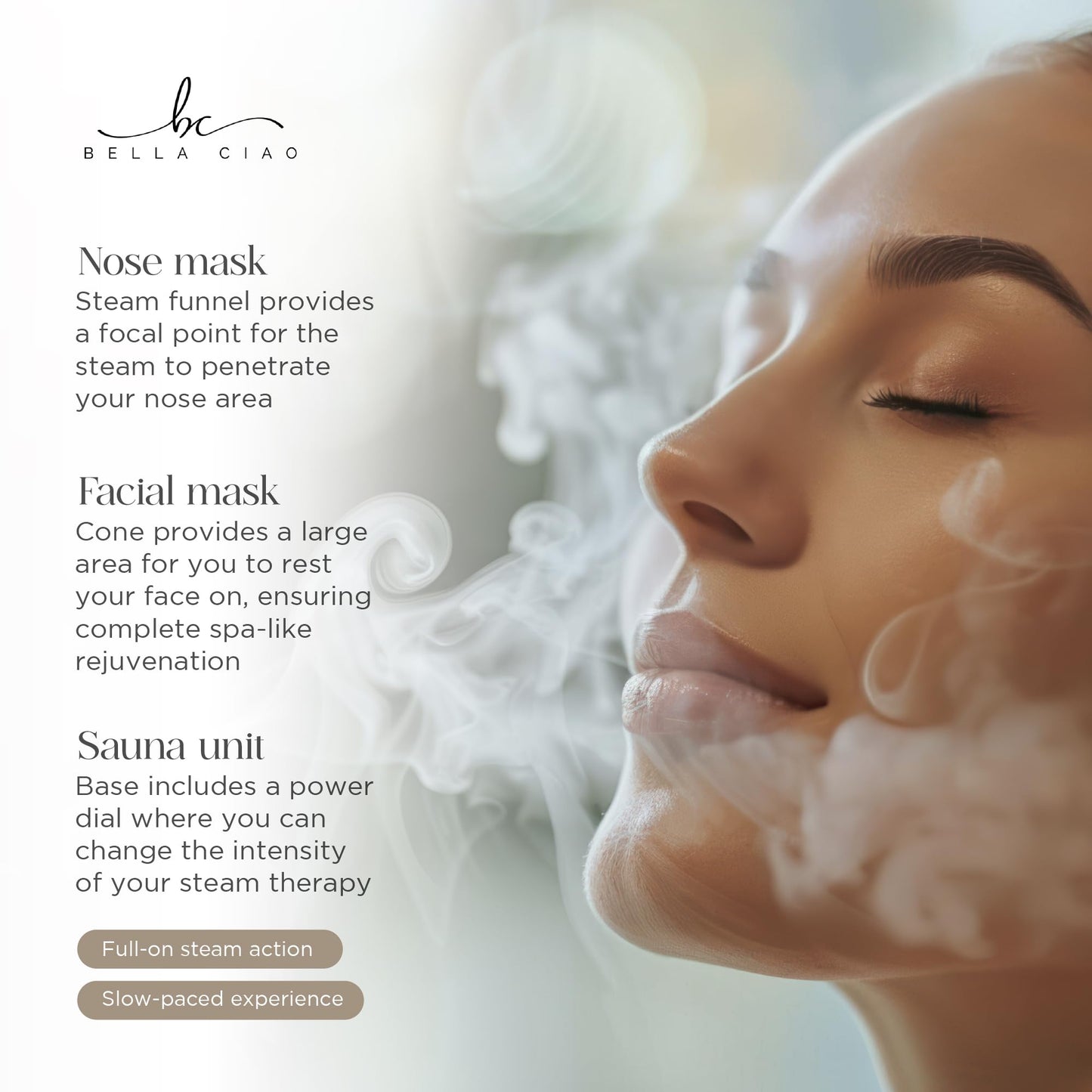 Bella Ciao 11-Piece Gentle Face Steamer Set with 2 Settings, At-Home Facial Spa Kit with Accessories, Facial Essentials, Includes Cleansing Brush and Blackhead-Remover Tools for Deep Pore Cleaning