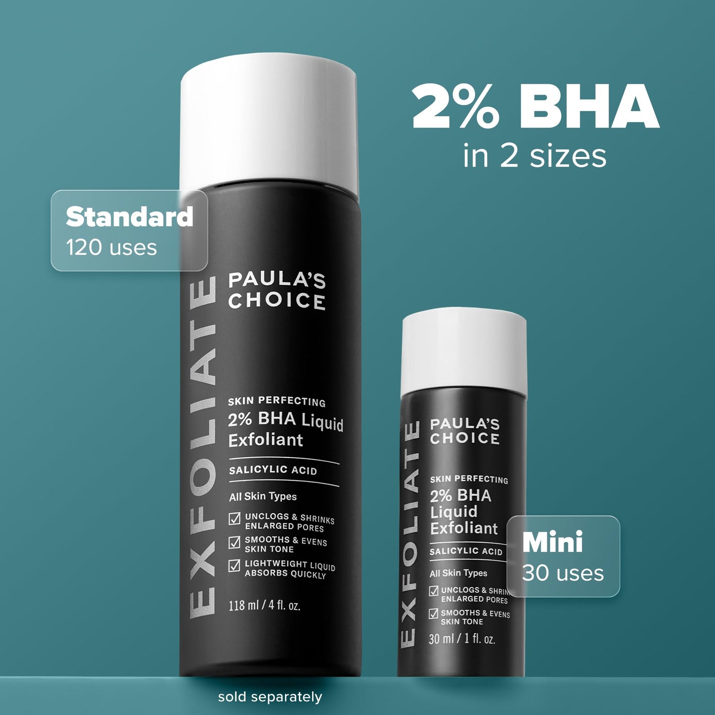 Paula's Choice Skin Perfecting 2% BHA Liquid Salicylic Acid Exfoliant, Gentle Facial Exfoliator for Blackheads, Large Pores, Wrinkles & Fine Lines, Travel Size, 1 Fluid Ounce
