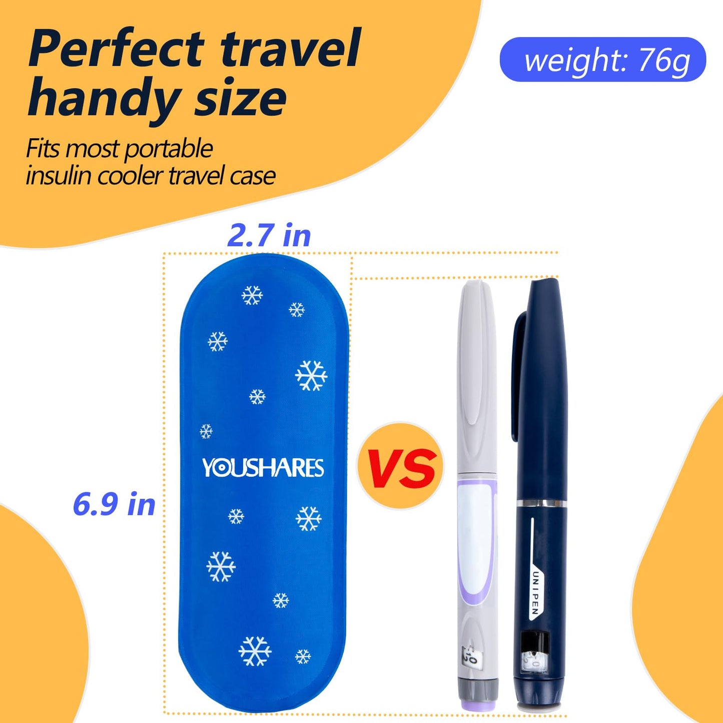 YOUSHARES Diabetes Ice Packs for Insulated Medication Travel Bag - TSA Approved Ice Packs for Insulin Cooler Travel Case, Mini Ice Packs Suitable for Most Medication Cooler Travel Case（2 Packs）