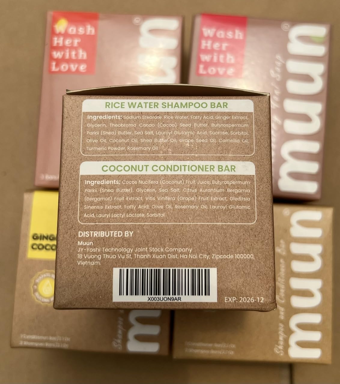 Muun Rice Water Shampoo and Conditioner Bar Pack 3 - Hair Growth, Thickening, Strengthening, Anti Hair Loss, Volumize & pH Balanced - Sulfate & Silicone Free For All Hair Type