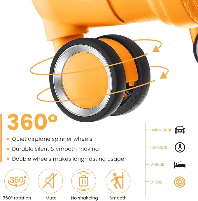 4-Piece Hardshell Luggage Set with TSA Locks, Expandable Suitcases and Silent Spinner Wheels - Vibrant Colors for Easy Identification (14/20/24/28 Inch) - Family Travel Suitcase Sets