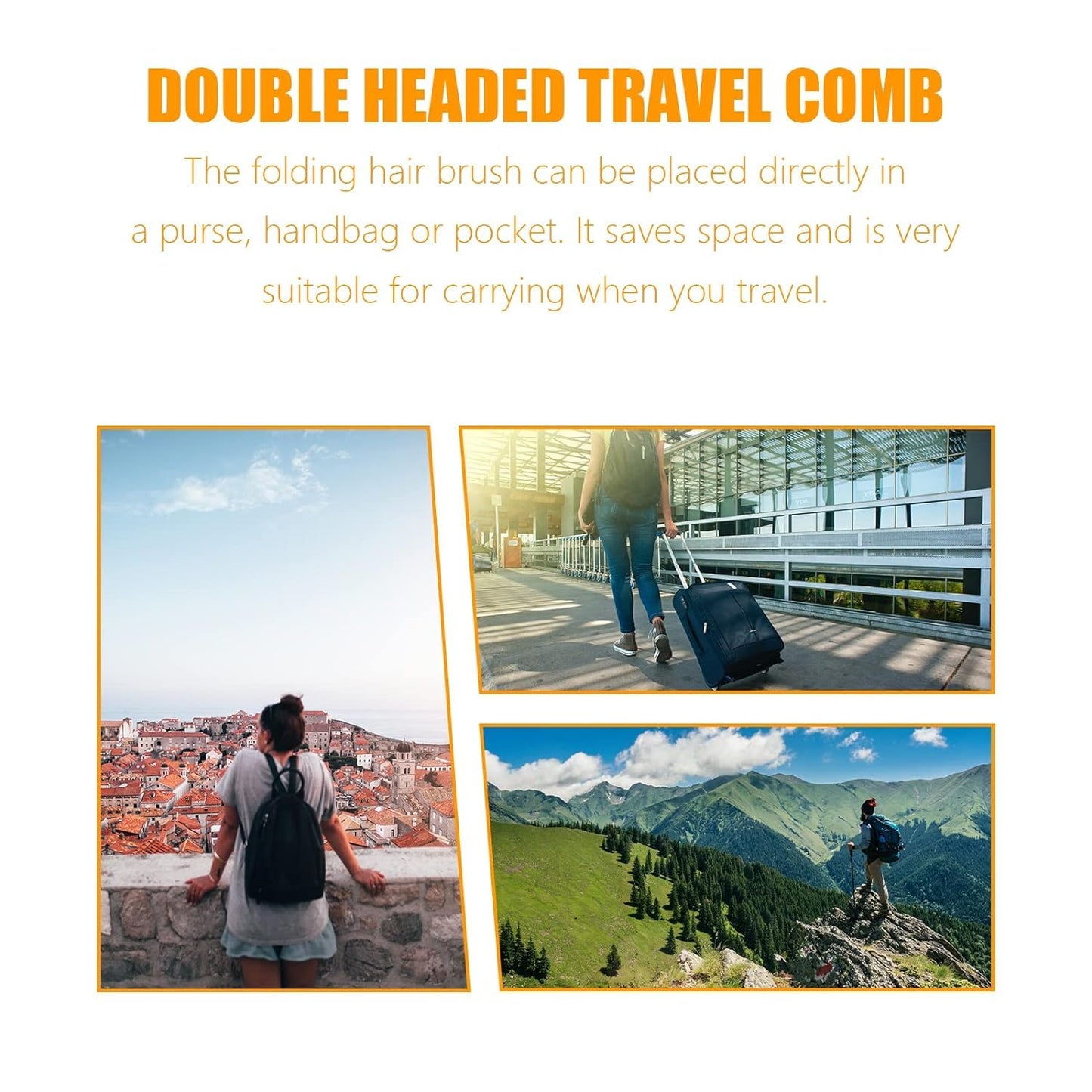 Qjaiune 6PCS Travel Foldable Hair Comb and Brush Set - Anti-Static Mini Pocket Plastic Combs, Double Headed Plastic Hairdressing Tool for Men and Women (White + Burgundy)