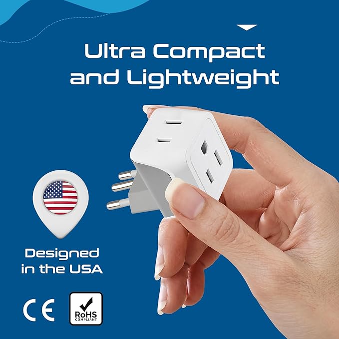 Ceptics Brazil Travel Adapter Plug with Dual Usa Input - Type N (3 Pack - Ultra Compact - Safe Grounded Perfect for Cell Phones, Laptops, Camera Chargers and More - Power Plug (CT-11C)