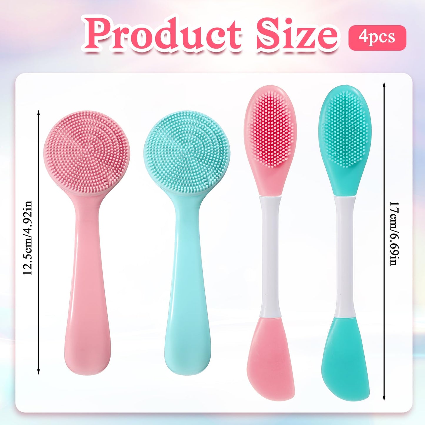 4 Pack Silicone Face Brush Face Masks Skincare Brush Silicone Manual Facial Cleansing Brushes Soft Facial Brushes for Women and Men