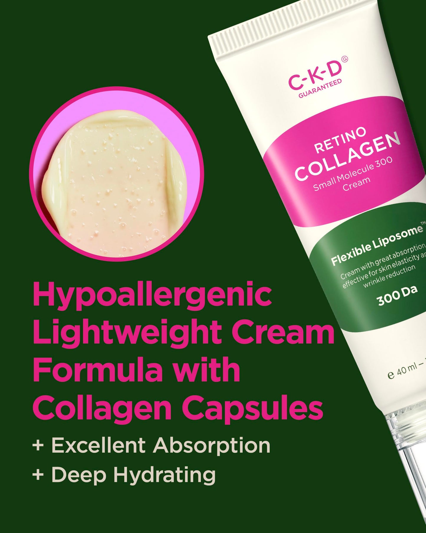 CKD Retino Collagen Firming Face Cream - Hydrolyzed Collagen & Retinol Moisturizer for Collagen Boosting, Improving Elasticity and Deep Hydration. Korean skincare. 1.35 fl oz