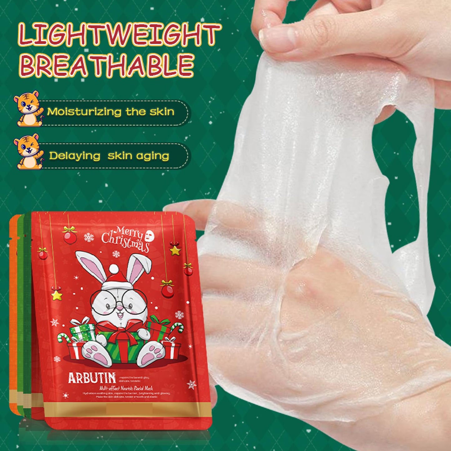 Christmas Party Favors Facial Masks (Pack of 20 with 1 Packaging Bag) Skin Care Beauty Mask Spa Party Supplies Christmas Grooming kit for Women, Christmas Stocking Stuffers Set,Hydrate,Moisturize