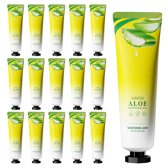 16PCS Organic Aloe Vera Gel for Face,Moisturizing Pure Aloe Lotion,Hydrating Travel Size Vera Gel for After Sun Care,Lightweight Body After Sun Lotion,Natural Organic Face Moisturizer