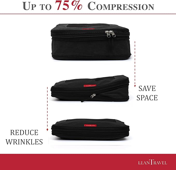 Compression Packing Cubes for Travel Organizers with Double Zipper, LeanTravel