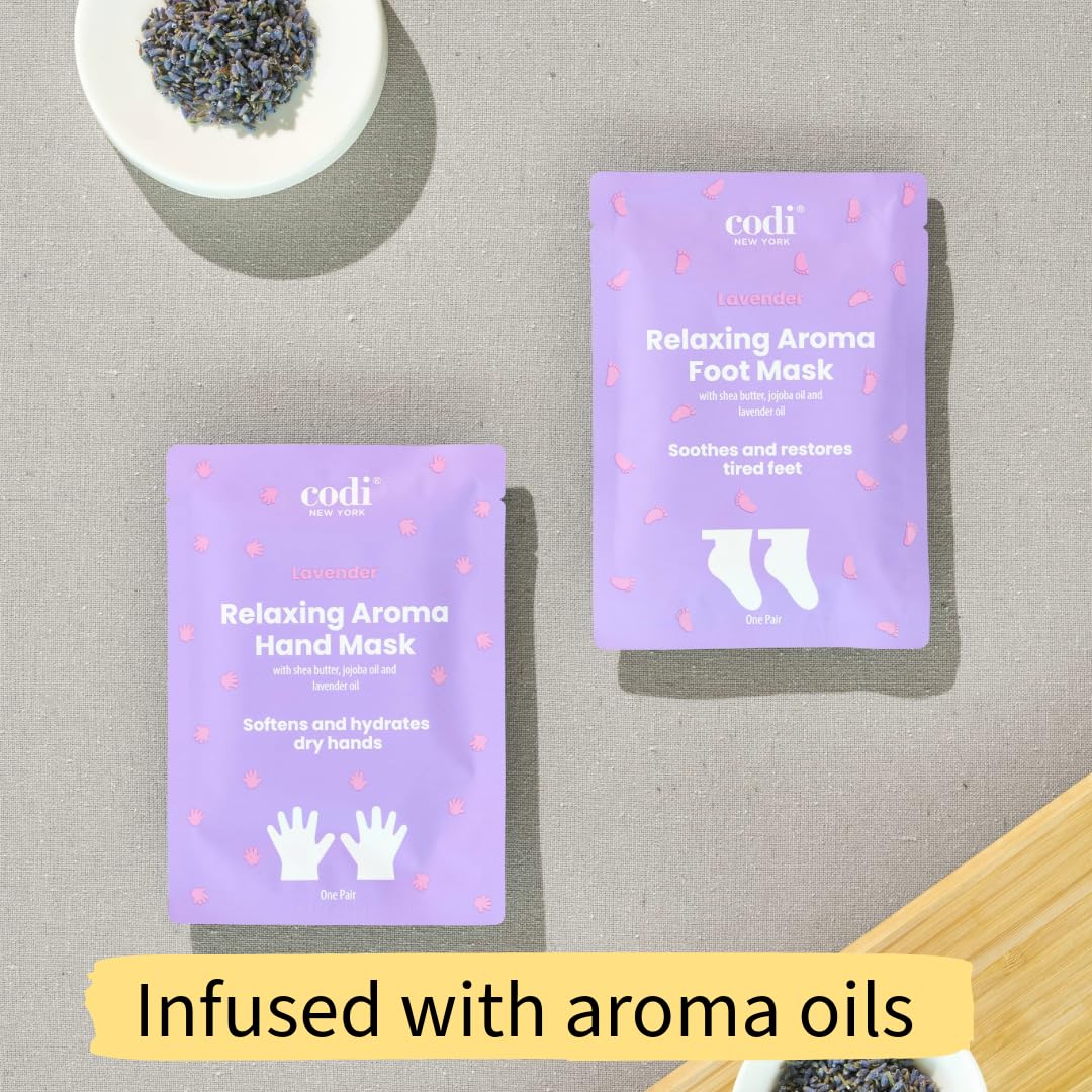 Codi New York Relaxing Aroma Hand Mask 6 Pairs | Natural Scent | Soothes & Hydrates Dry Hands | Hydrating Hand Treatment for Rough Skin & Dry Cuticles | Home Spa Gloves | Korean Skincare (Lavender)