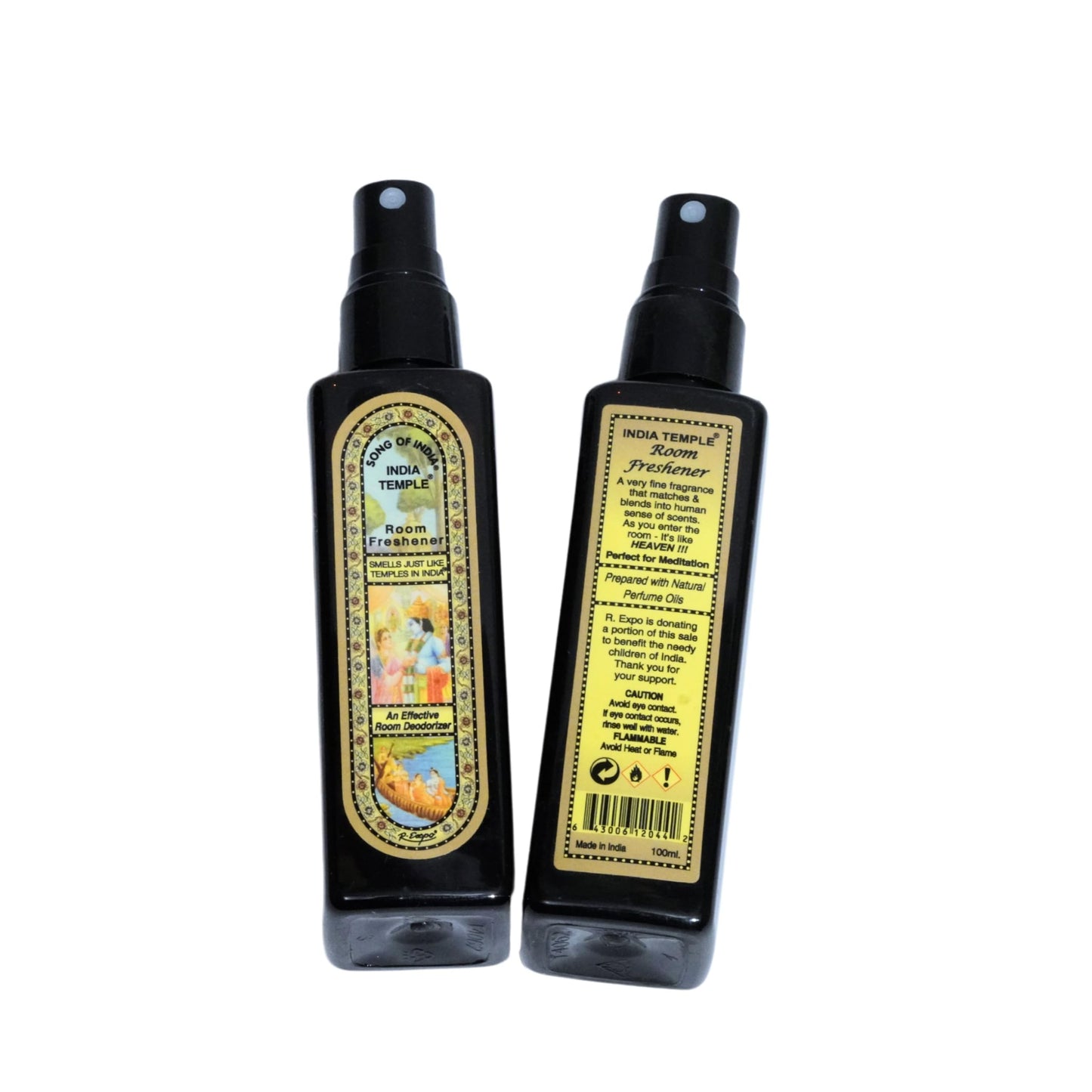 Song of India - India Temple Room Freshener Spray - A two Bottle Set 100ml or 3.38 oz. Each