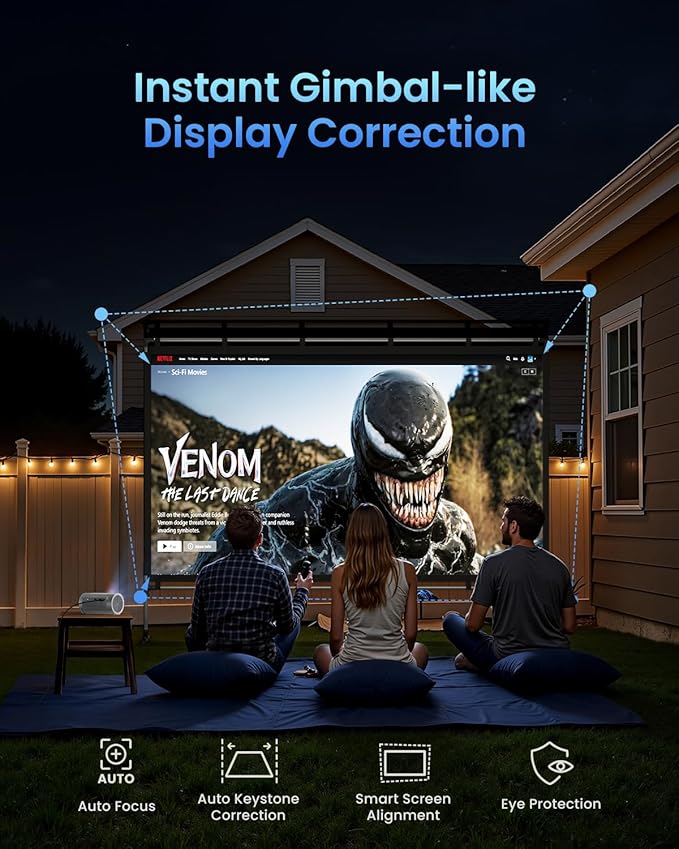 JMGO PicoPlay 1080P Smart Portable Projector, Google TV, 400ISO Lumens, 8W Dolby Digital, 3D-Active, HDR10, Mini Projector with WiFi & Bluetooth for Home, Outdoor, Include Optical Filter