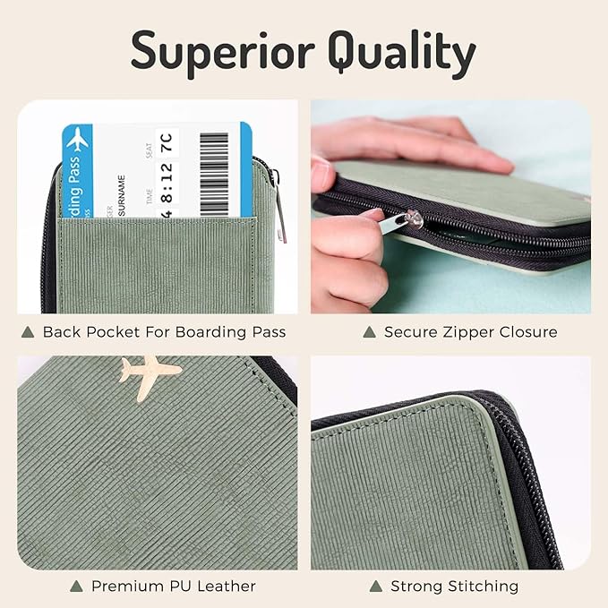 Cnycmy Passport Holder with Airtag,Passport-Wallet-Holder for Women, RFID Passport Holder with Slot Waterproof, PU Leather Travel Passport Case (Green3)