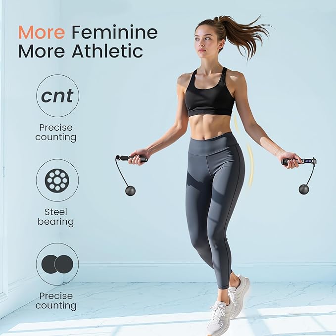 2 in 1 Smart Jump Rope with Digital Counter - Adjustable Cordless Skipping Rope for Weight Loss, Home Workout & Boxing Training 3 Modes (Speed/Calorie/Time) Gift for Women Men Kids (Black)