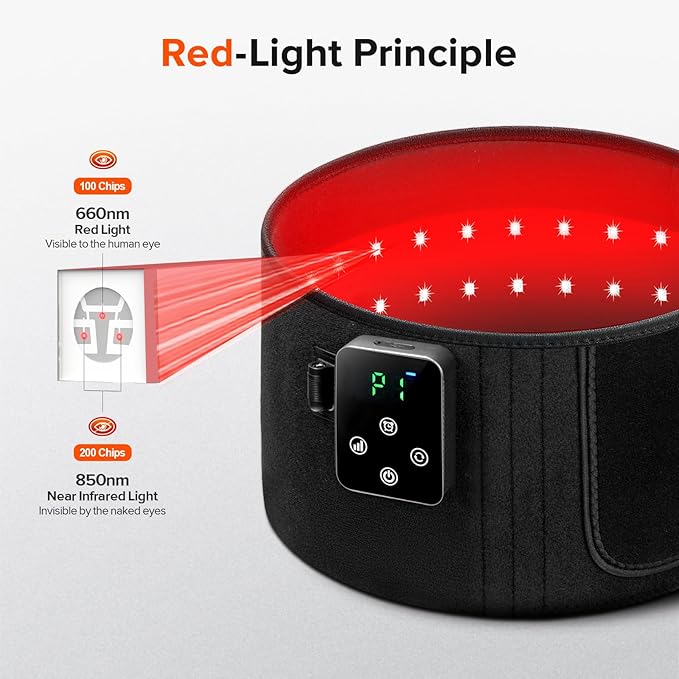 2-in-1 Cordless Red Light Therapy Belt, Wired & Wireless Controller 3000mAh Rechargeable Battery Magnetic LED Screen, 49" * 7" Wearable 660nm & 850nm Red Light Therapy Wrap Belt for Body Pain Relief