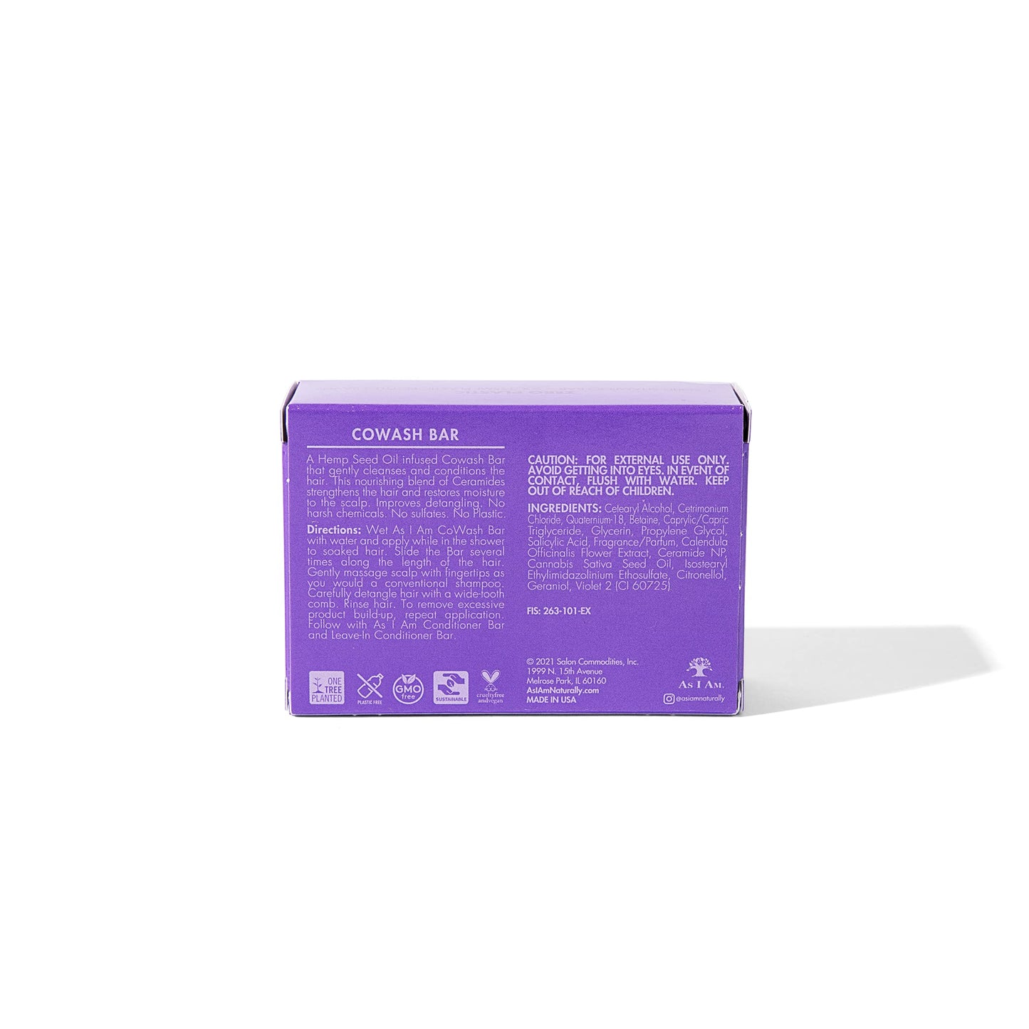 As I Am Hemp Seed Oil Cowash Bar - 3.5 ounce - with Ceramides, Calendula, & Betaine