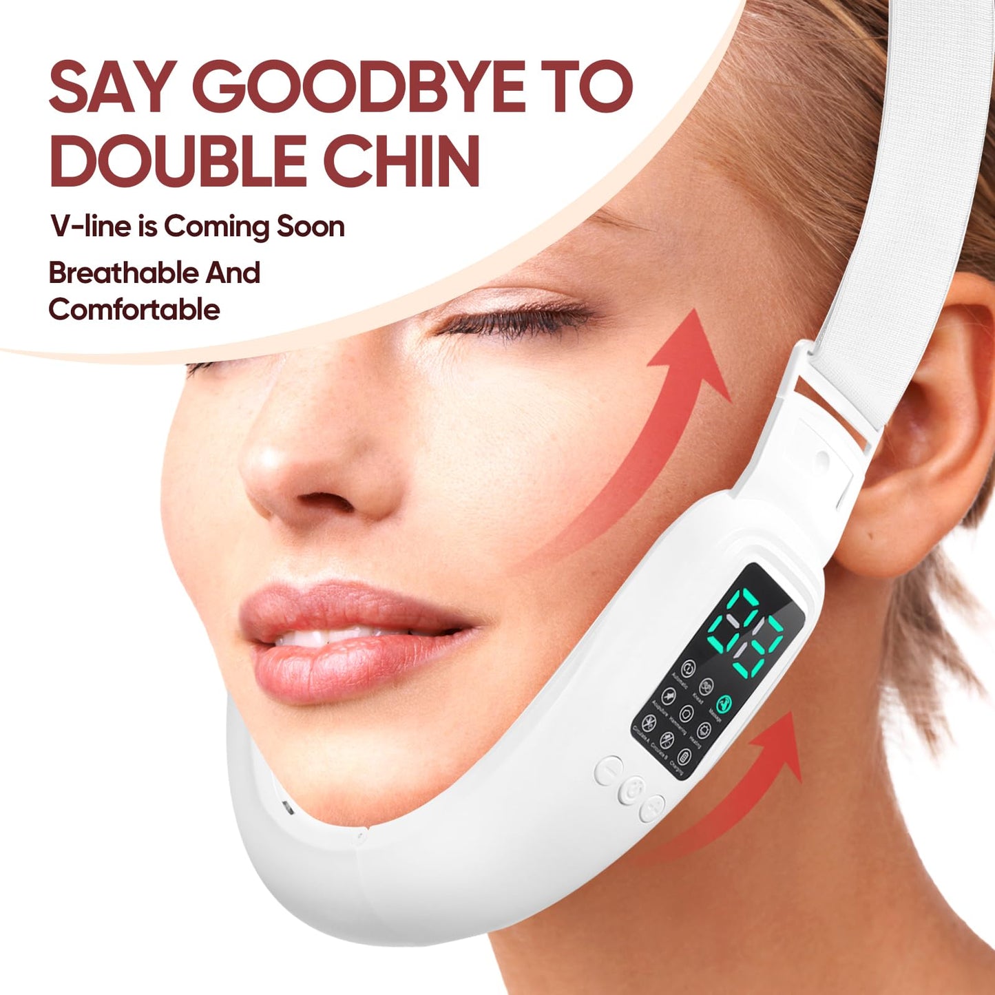 Ceymodir Intelligent Electric Double Chin and V-Shaped Face Machine with 8 Modes & 15 Adjustable Intensities - Women's V-Face Device