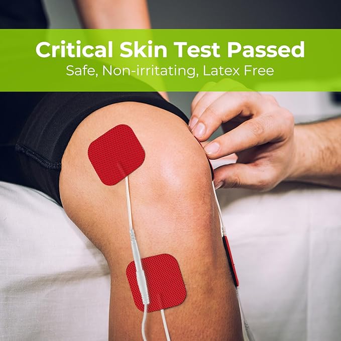 AUVON TENS Unit Replacement Pads Combination Set, 20 Packs Multiple Sizes Electrodes for TENS Unit, Reusable and Latex Free Pigtail TENS Pads for Multiple Pain Relief, 2mm Connector(Red)