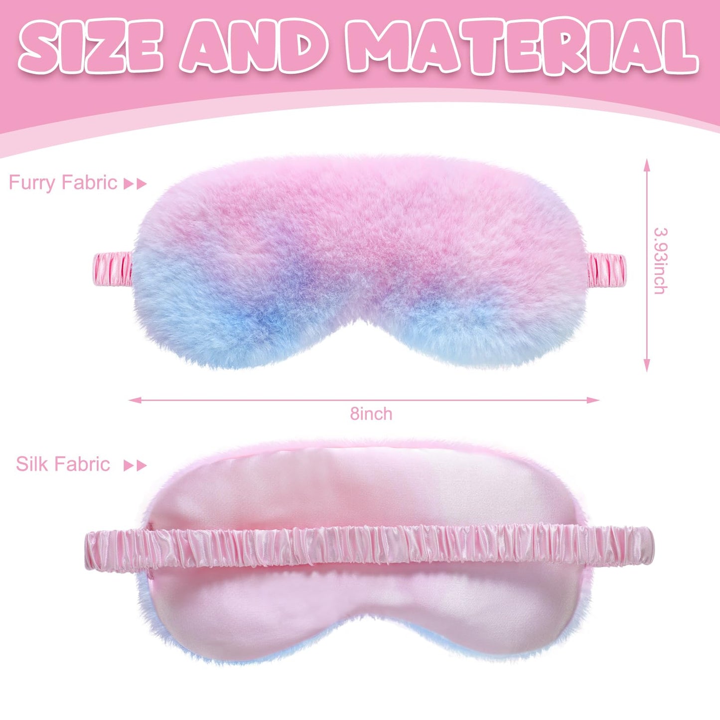 Geyoga 4 Pieces Plush Sleep Mask for Women, Comfortable Silk Furry Eye Cover, Fluffy Blindfold for Girl Sleepover Party, Night Travel, Nap Supplies, Solid