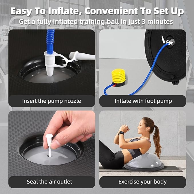 CDEN Balance Trainer Half Ball with Resistance Bands - Strength & Fitness Yoga Equipment, Includes Bonus Foot Pump