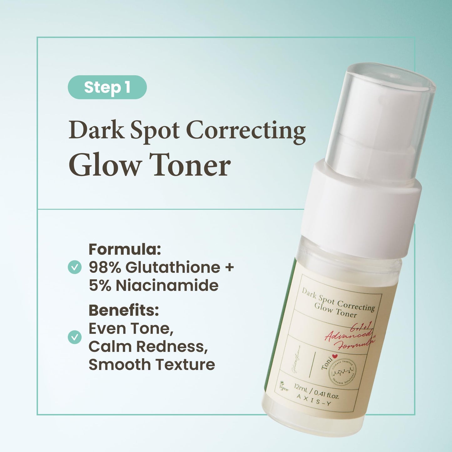 AXIS-Y The Mini Glow Trio Dark Spot Correcting Travel Size Gift Set - Toner 0.41 fl. oz., Serum 0.169 fl. oz., Cream 0.169 fl. oz. - Vegan Korean Skin Care