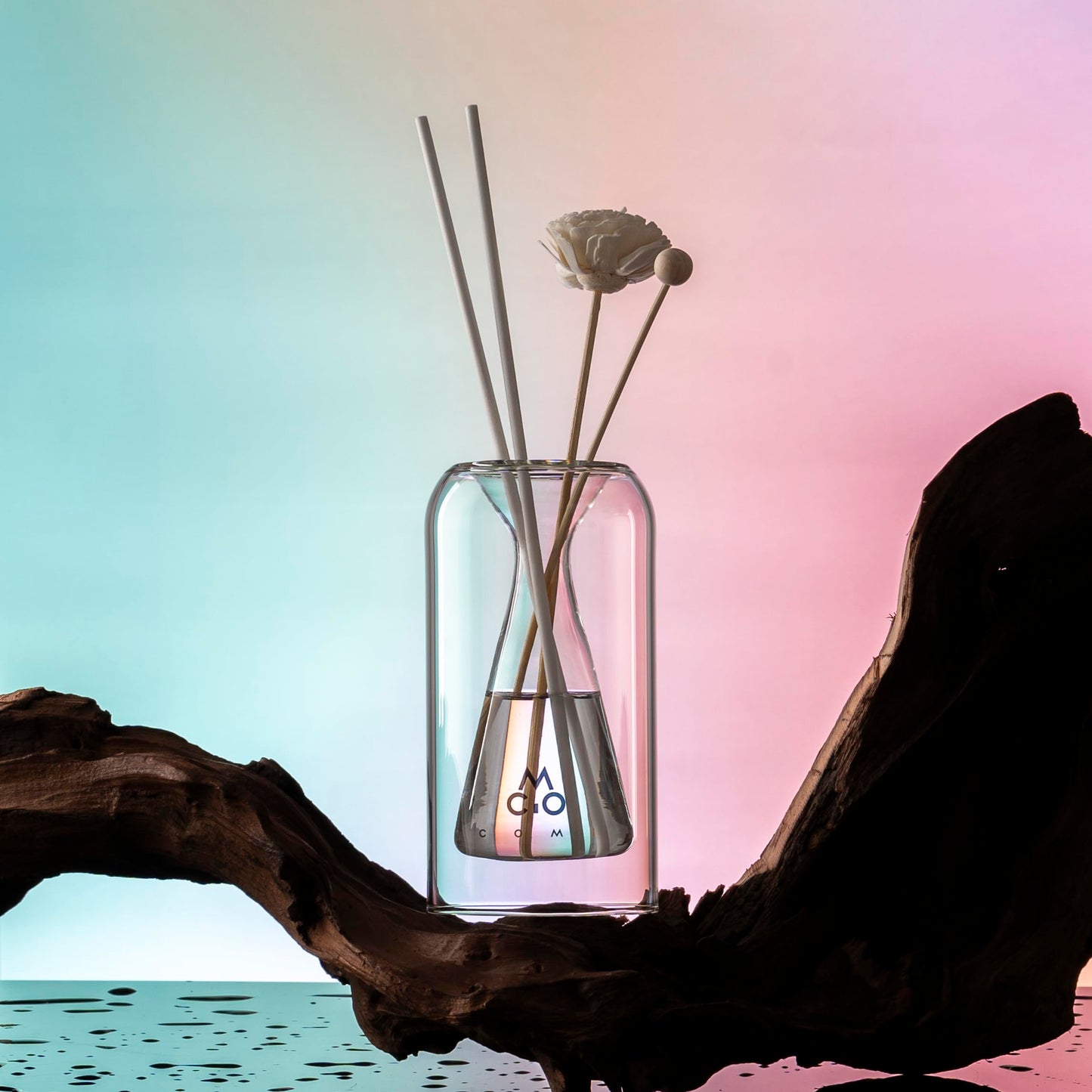 Empty Fragrance Glass Reed Diffuser Bottles with 5pcs Reed Diffuser Sticks,Luminous Base,Decorative Flower Bud Fragrance Accessories Use for DIY Replacement Reed Diffuser Sets,Triangle