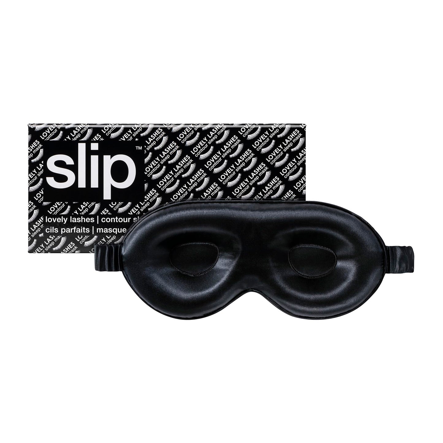 slip Contour Sleep Mask | 100% Pure Mulberry Silk, Ultra Soft | Contoured Design, Prevents Eye Pressure | Adjustable Strap, Ideal for Travel - Black