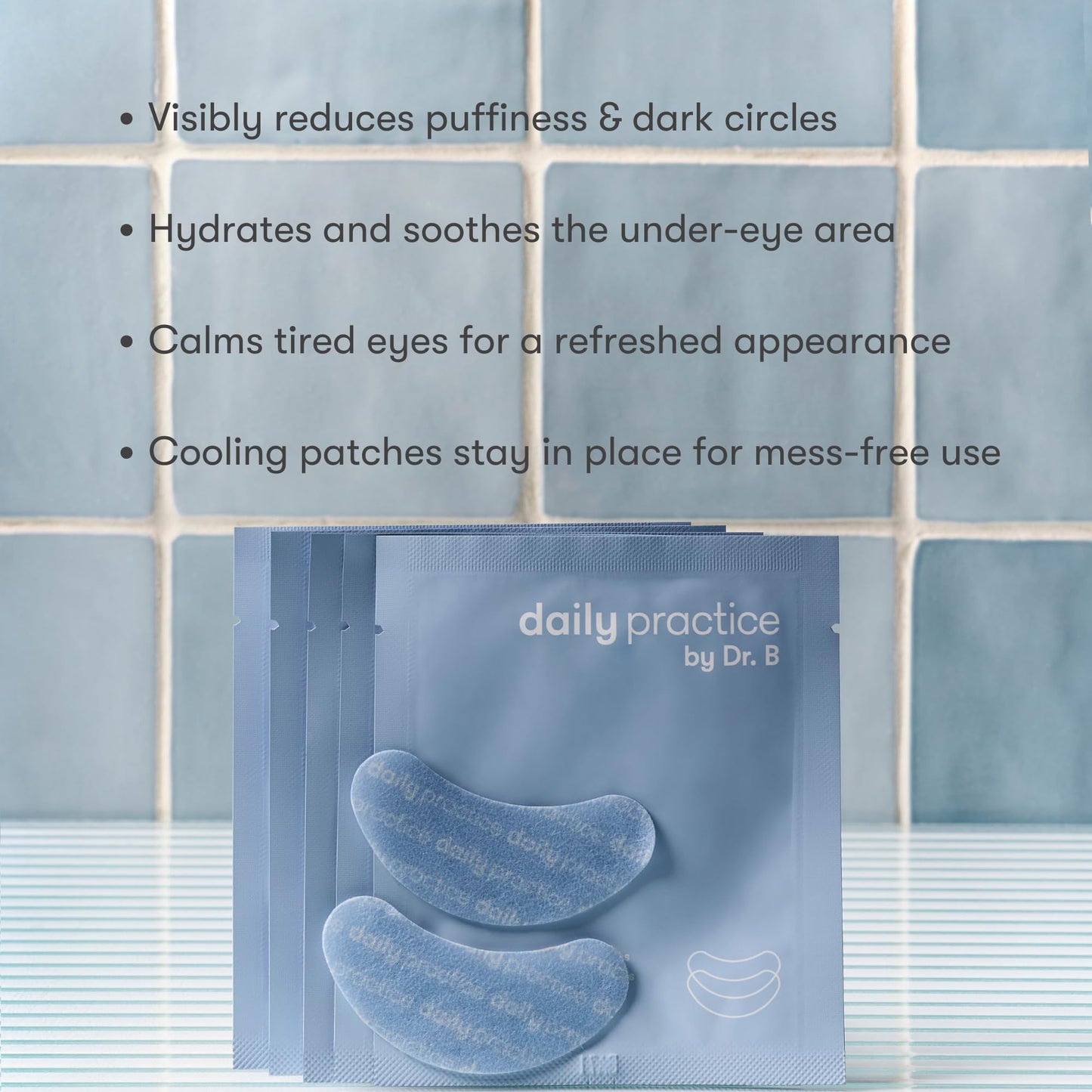 Daily Practice Dr. B Brighten & Hydrate Under Eye Patches – Cooling Hydrogel Eye Masks for Dark Circles, Puffiness & Tired Eyes – Ophthalmologist-Created, Dermatologist-Tested – 1 Pair