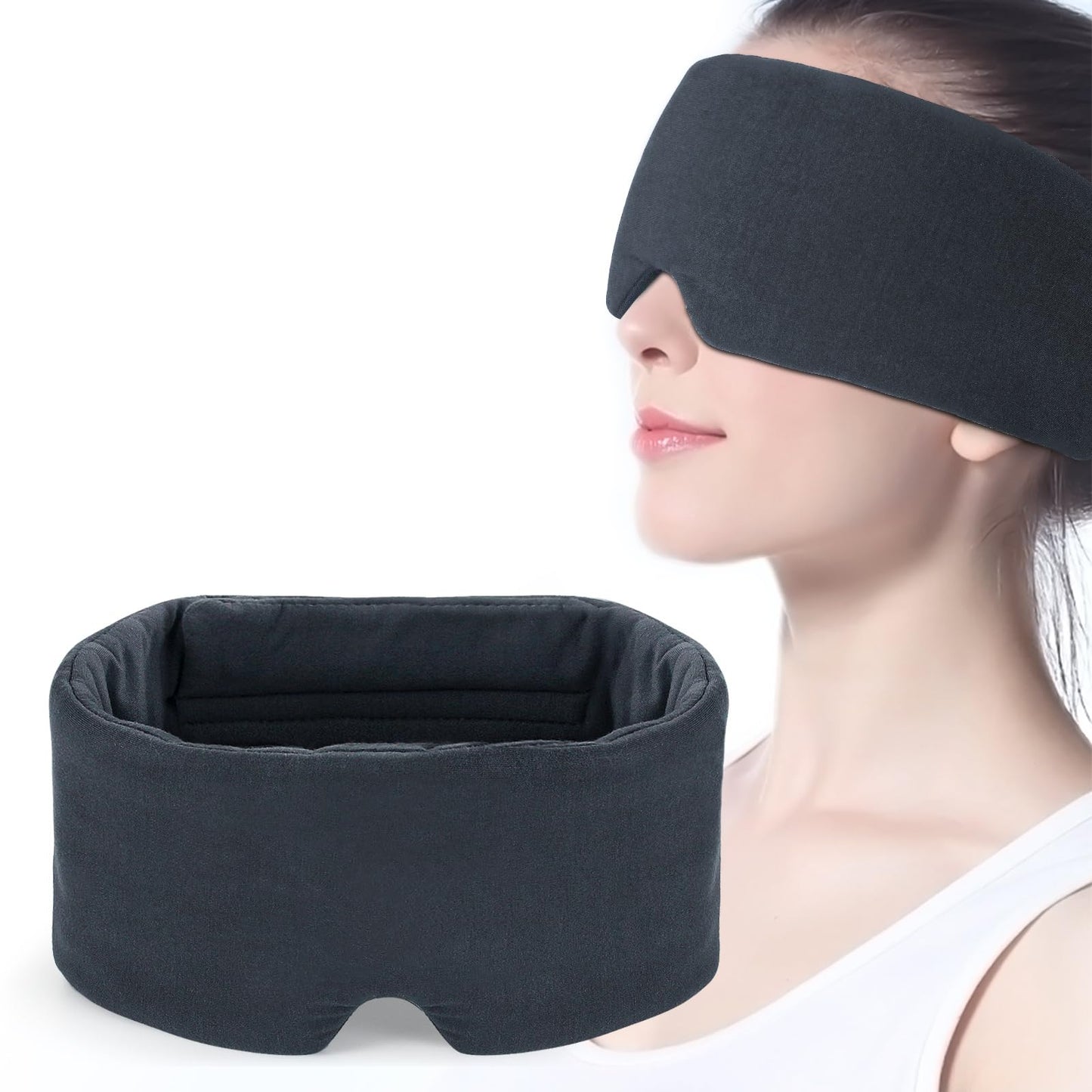 Mavogel Sleep Mask, Modal Material Eye Mask for Sleeping, Ultra Soft Skin Friendly Full Eye Covers for Women Men, Light Blocking Sleeping Mask for Travel Yoga Nap, Fully Adjustable Strap, Dark Grey