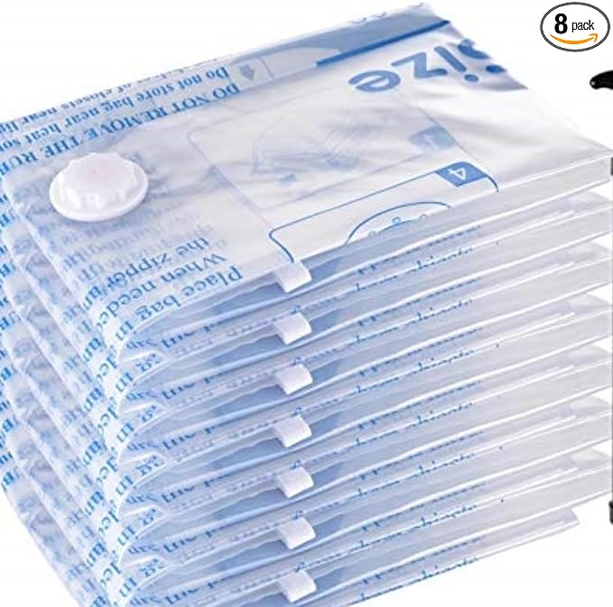 Vacuum Storage Bags 8 Large(31.49"x23.62"), Plastic Packaging Bags,Space Saver Sealer Bags, Airtight Compression Bags for Clothes, Pillows, Comforters, Blankets, Bedding