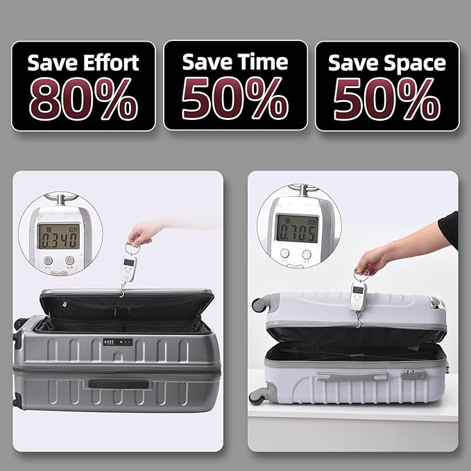 29 Inch Luggage with Expansion & Side Opening Design, 50 * 31(35)*76cm, 117L~133L Ligthweight ABS+PC Hardshell Checked Suitcase, Gray