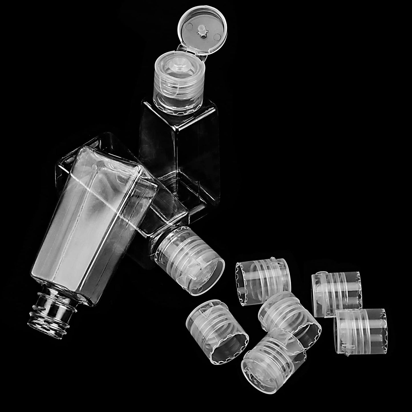 SINJEUN 120 Pieces 1oz/30ml Clear Plastic Empty Bottles with Flip Cap, Empty Squeeze Bottles, Mini PET Clear Refillable Travel Containers for Shampoo, Toners, Lotions, Creams