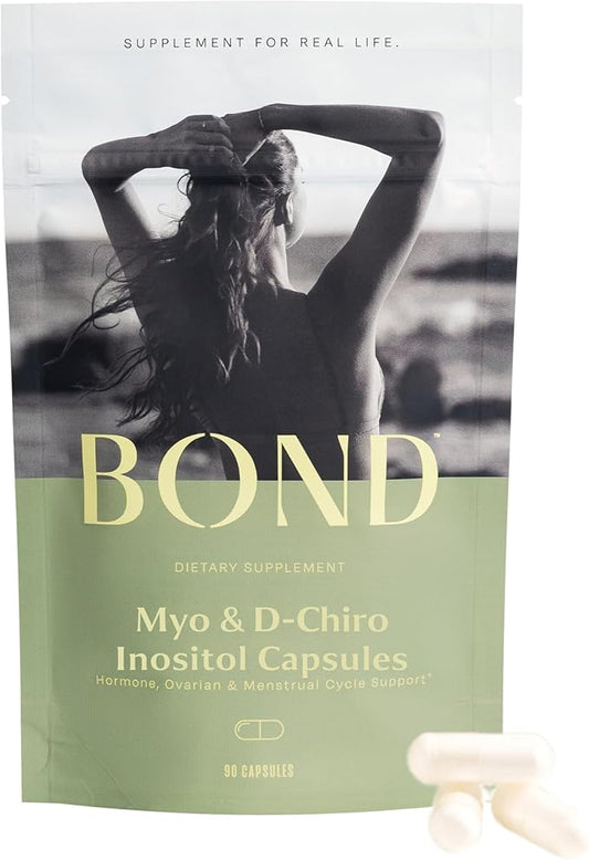 BOND Inositol Capsules: Myo & D-Chiro Inositol, Ovarian & Menstrual Support, Hormone Balance for Women, 40:1 Ratio, 90 Vegan Capsules