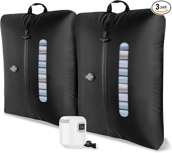 2025 Compression Bags for Travel with High-Suction Pump, Double Layer IP67 Waterproof Travel Vacuum Bags for Luggage, Suitcase Black 45L 2PC+Pump