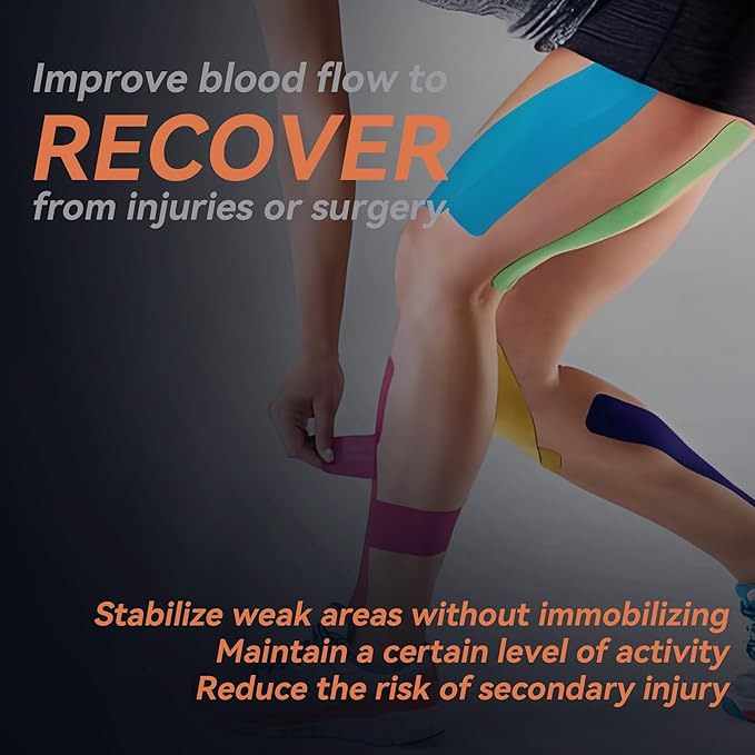 Kinesiology Tape 12 Rolls Sports Tape Athletic Kinesiology in Rainbow Mixed Colors, Muscle Tape for Support and Recovery