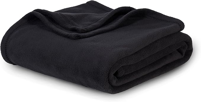 Berkshire Blanket Microfleece King Size Bed Blanket Black, Lightweight Soft Breathable Plush Micro Fleece Blanket for Bed Couch Sofa, 90x108 Inches