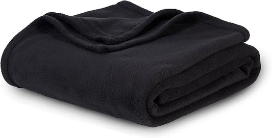 Berkshire Blanket Microfleece King Size Bed Blanket Black, Lightweight Soft Breathable Plush Micro Fleece Blanket for Bed Couch Sofa, 90x108 Inches