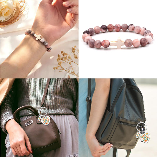 Velokomo Appreciation Gifts for Mom - 5pcs Pink Box Set for Best Mother Birthday Christmas Gift for Women Thank You Present Kit with Makeup Bag Card Bracelet Keychain Candle