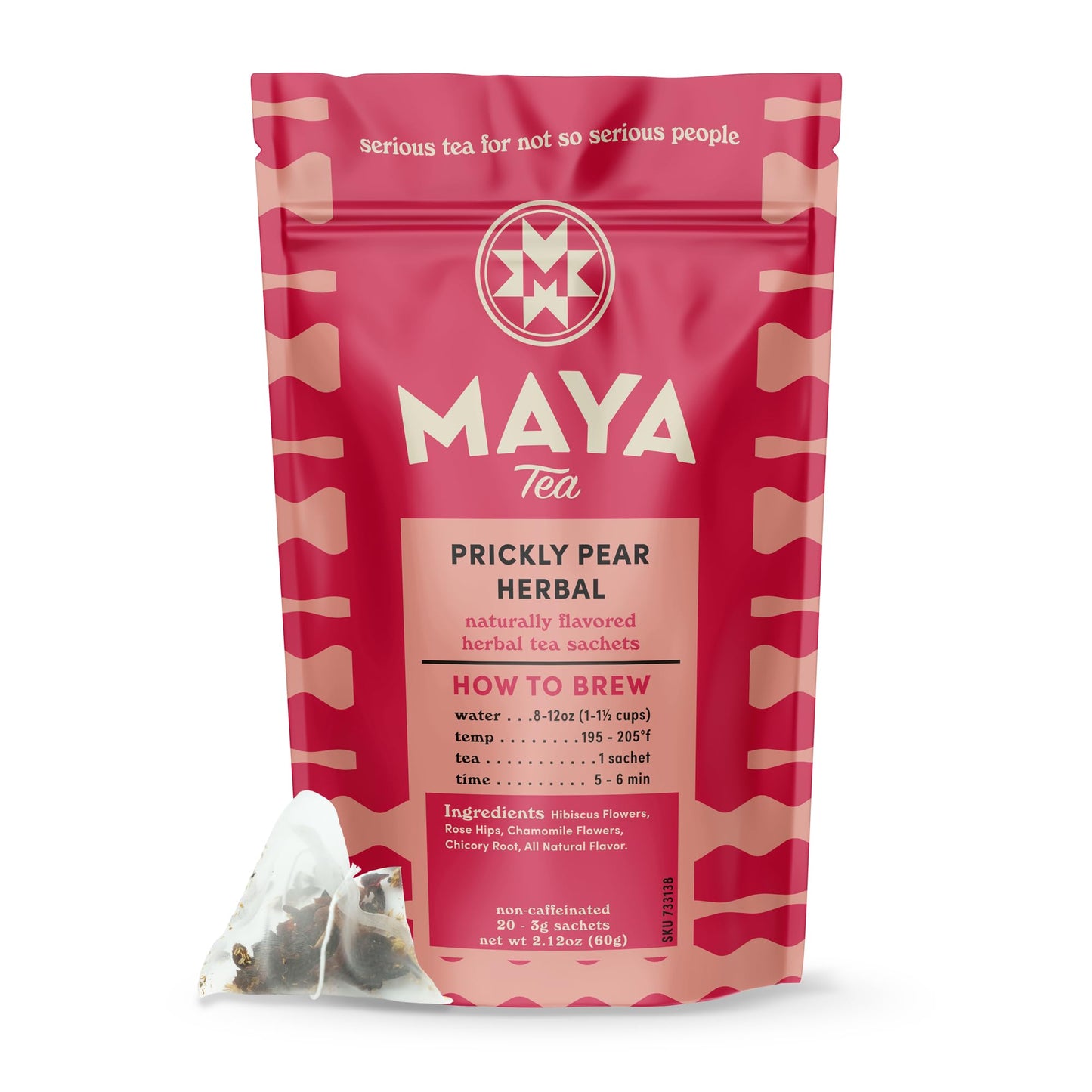 Maya Tea Prickly Pear Herbal Tea Sachets, No Caffeine, All Natural, Pack of 20