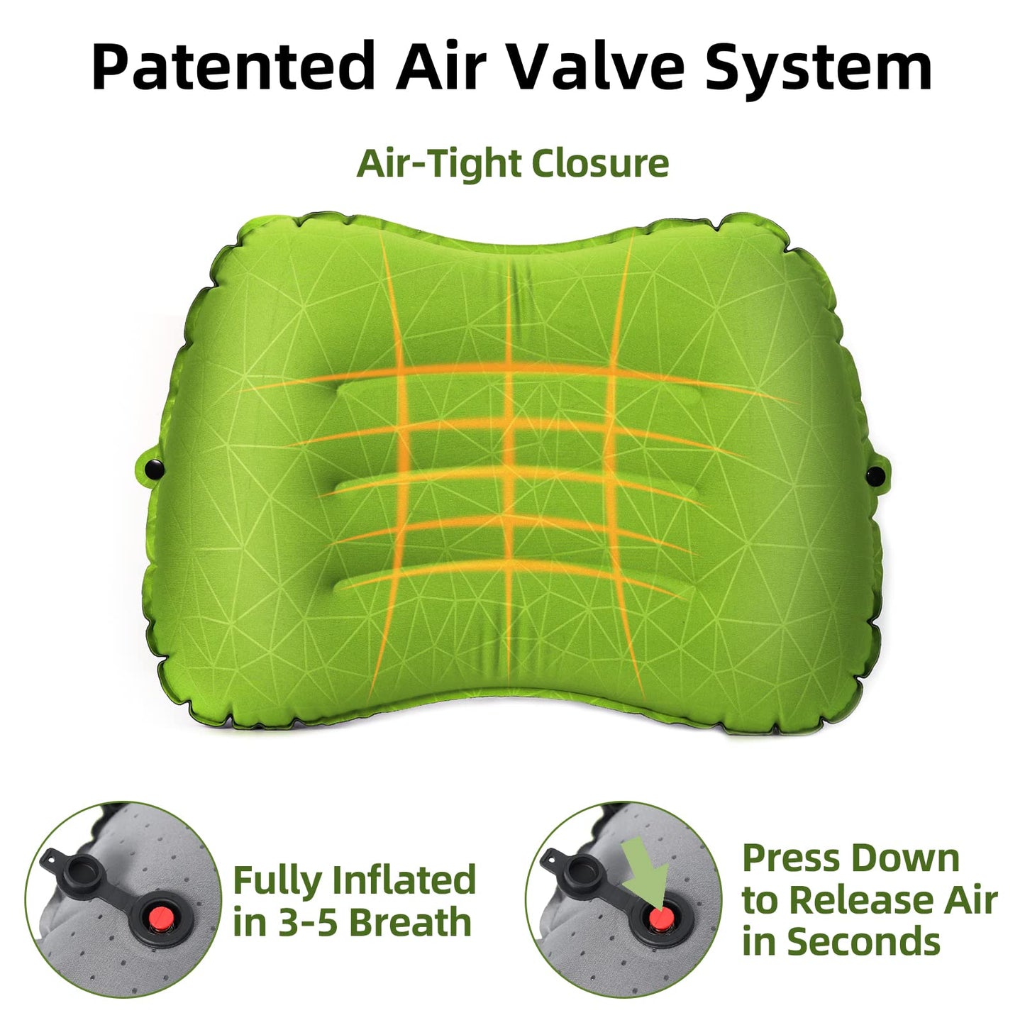 Crisonky Camping Pillow - Inflatable Pillow - Travel Pillows for Backpacking & Airplane, Lumbar Support 2.0 Blow Up Pillow, Ultralight Compressible, Comfortable, Ergonomic Pillows