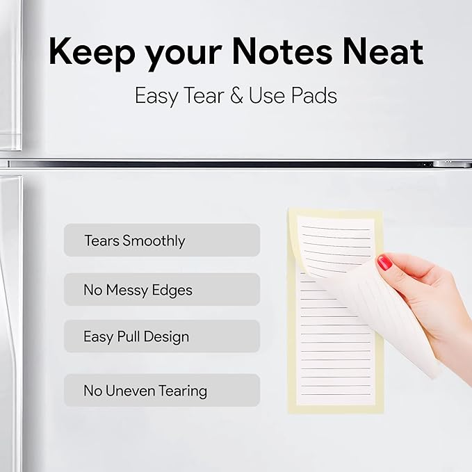 8 Magnetic Notepads – Notepads for Grocery List, Shopping List, To-Do List, Reminders -Strong Magnetic Back- Memo Notepad with Solid Pattern Designs | 25 Sheets per Pad 7.5 x 3.5 inch (8 Pack)