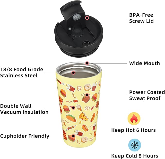 BJPKPK 18oz Tumbler With lid And Straw Stainless Steel Travel Coffee Mug Insulated Tumblers Cups,Yummy